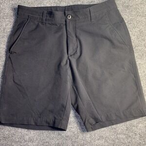 Under Armour Activewear Shorts Men Size 36 Black Solid Slash Pockets Swoosh Logo